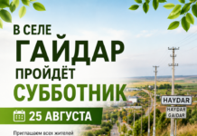 25 августа приглашаем всех жителей принять участие в благоустройстве нашего родного села Гайдар!